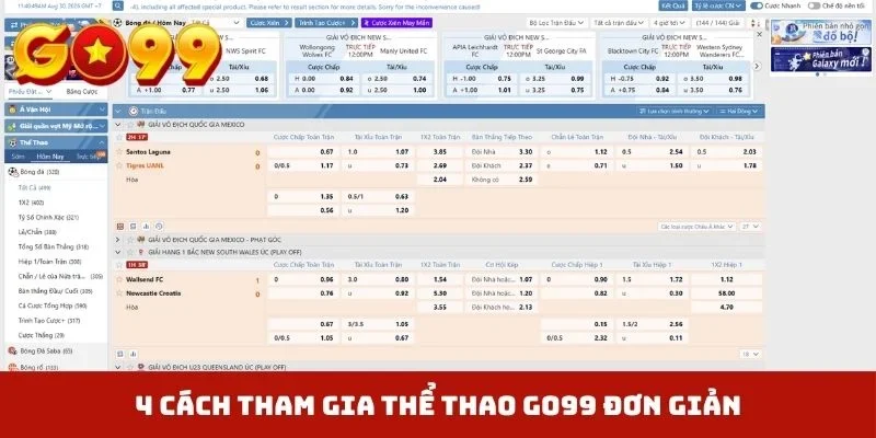 4 cách tham gia thể thao GO99 đơn giản